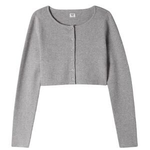 Aritzia Sunday Best Women's Button Front Cropped Izzy‎ Cardigan Gray Size Small